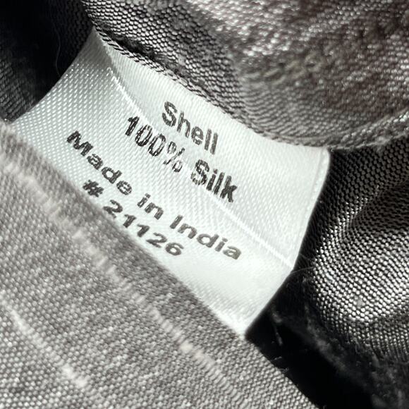 TRAVELSMITH Shirt Womens L Pure Silk Dupioni Button Up Long Sleeve Gray - Picture 11 of 14